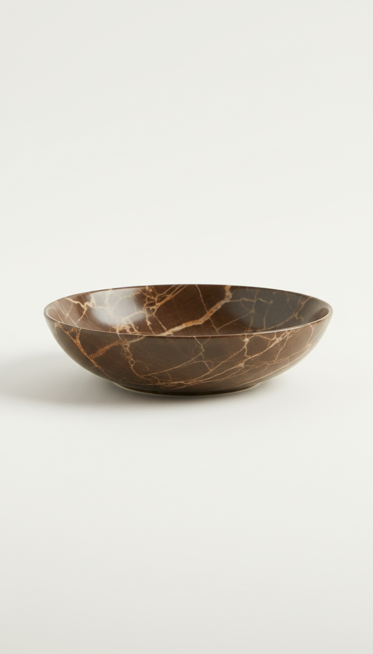 Deep Espresso marble ceramic coupe bowl