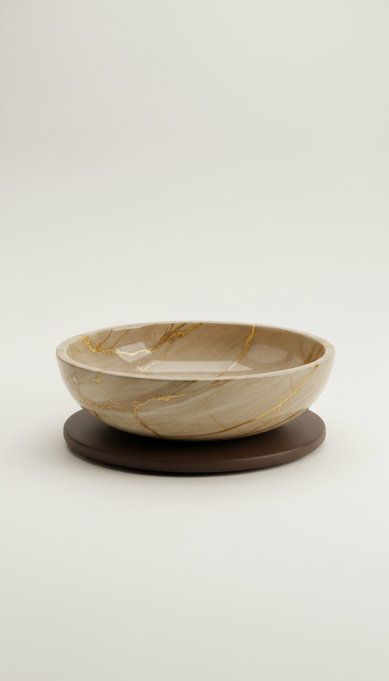 Gold Vein marble ceramic serving bowl