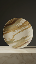 Bronzed Ochre marble ceramic dinner plate